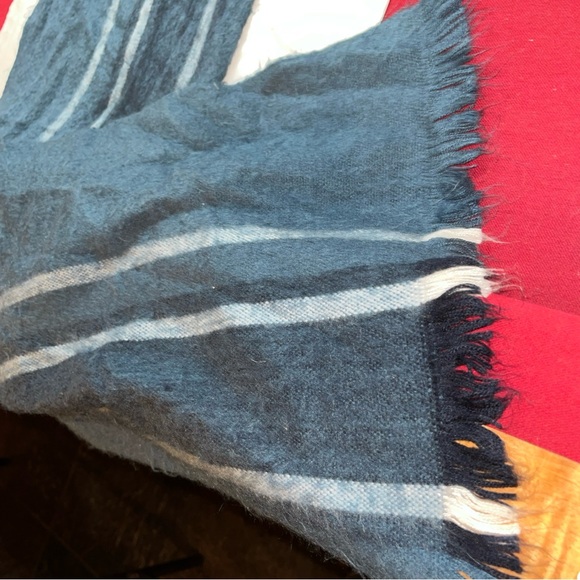 Pokoloko ALPACA LONG BLUE Scarf White Stripe Ecuador Unisex 13"x76" Soft Fringe - Picture 6 of 13